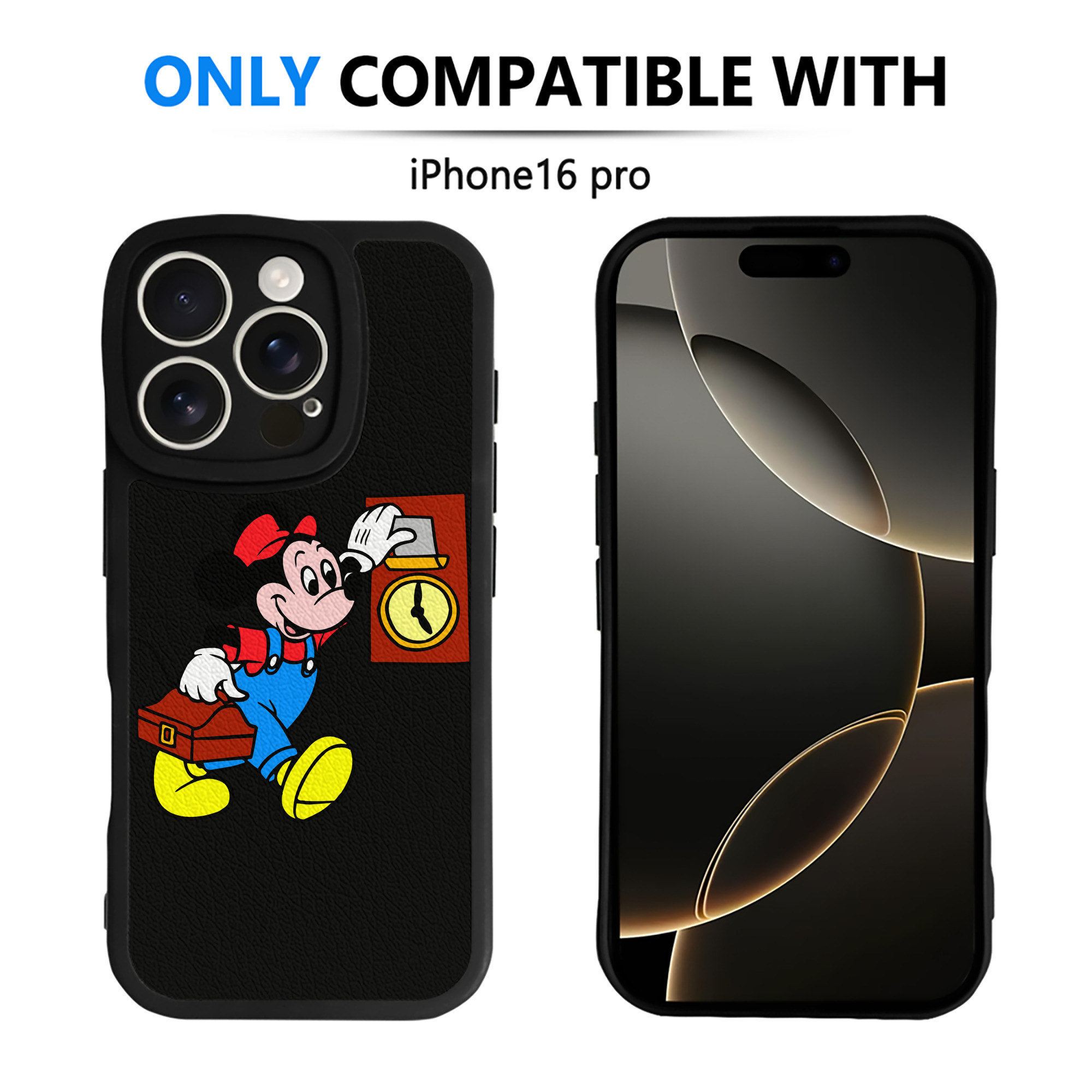 （画像用） ミッキーマウス Mickey Mouse 【iPhone 16シリーズ対応】シリコンスマホケース（レザー調） 材質：シリコン